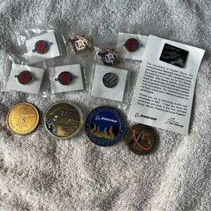 Vintage Boeing Collectible Hat Lapel Pins Coin Medallion Lot 12 Satellites 2000s